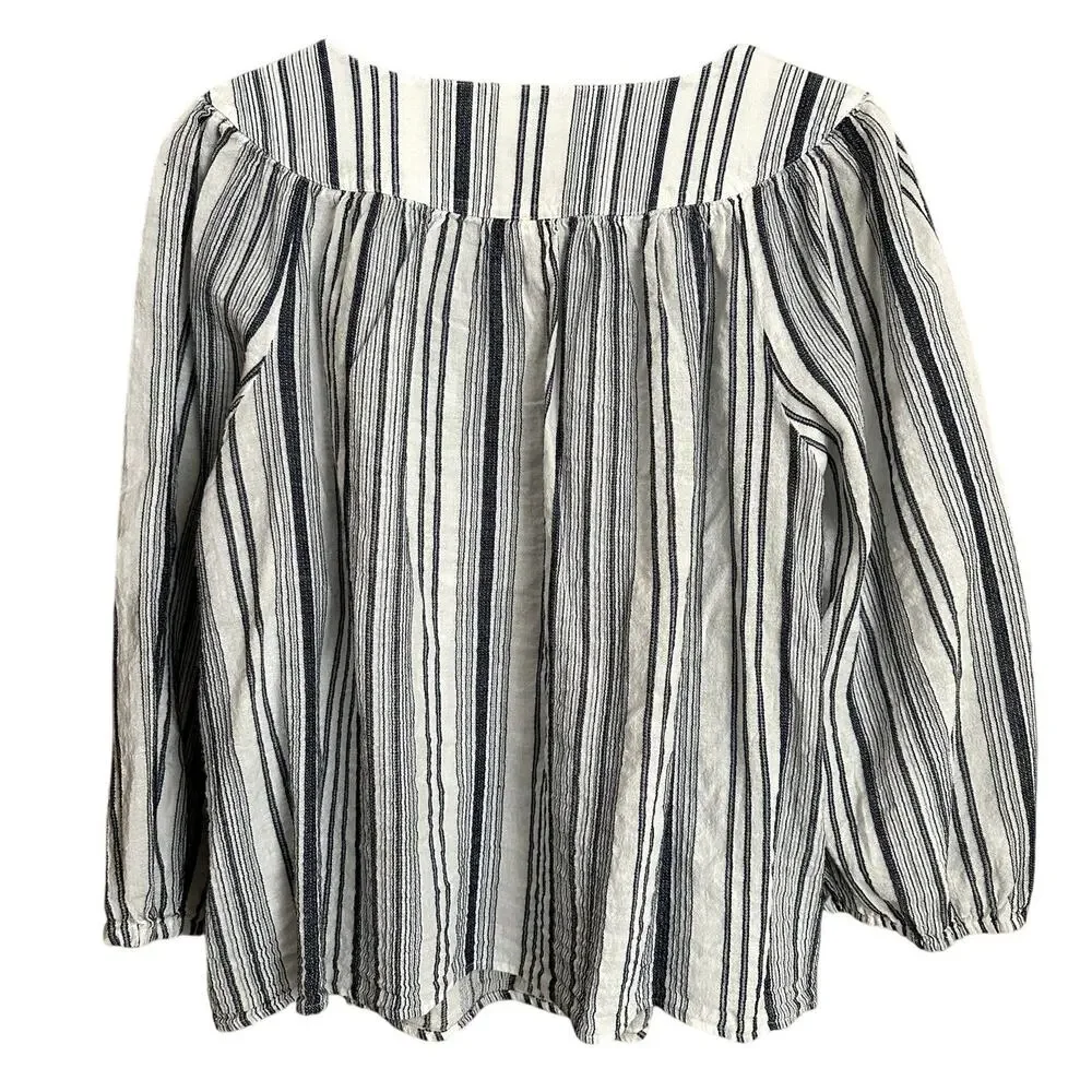 a.n.a A New Approach Striped Peasant Blouse -‎ Women’s 1X-EUC - Picture 2 of 6